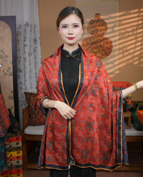 XY【万寿图 】香云花萝70*180长巾保暖优雅百搭丝巾围巾