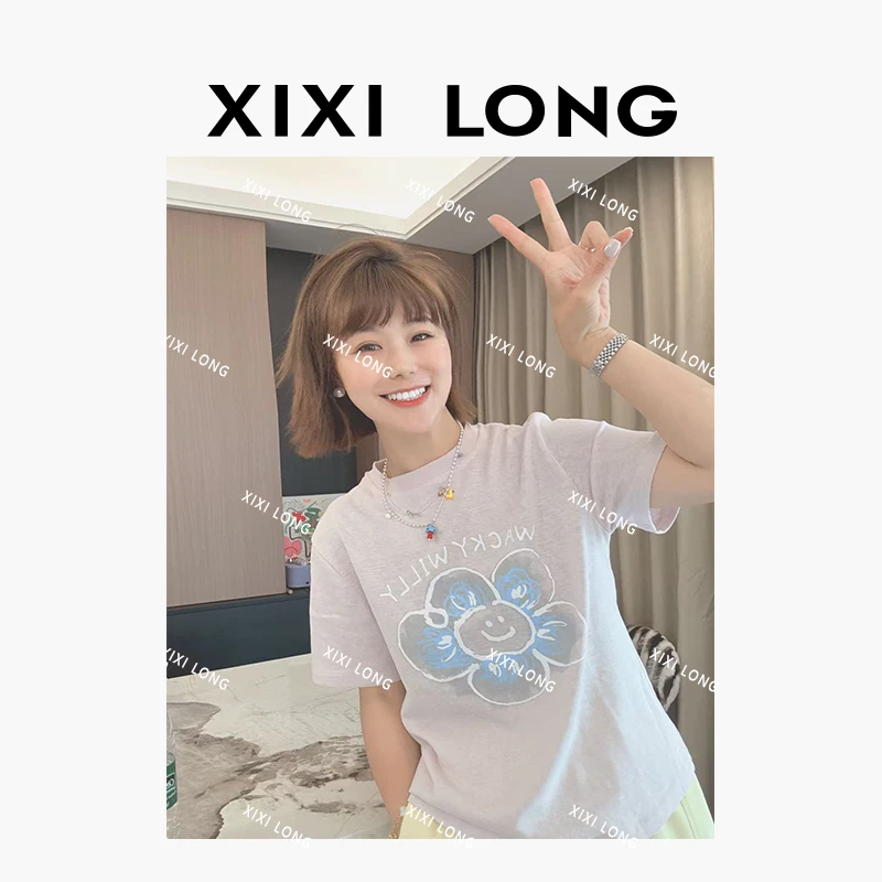 大喜｜  “  有钱花   ”冰箱棉把清凉穿身上韩系卡通小花T恤 F055