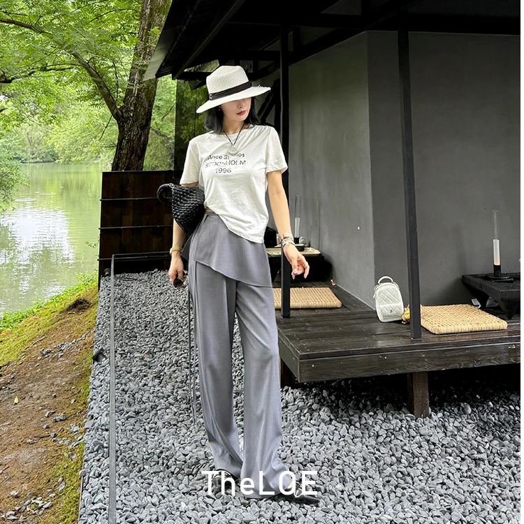 TheLOE/亚麻字母黑白T 夏日简约亚麻清爽T#04.30T-G5237
