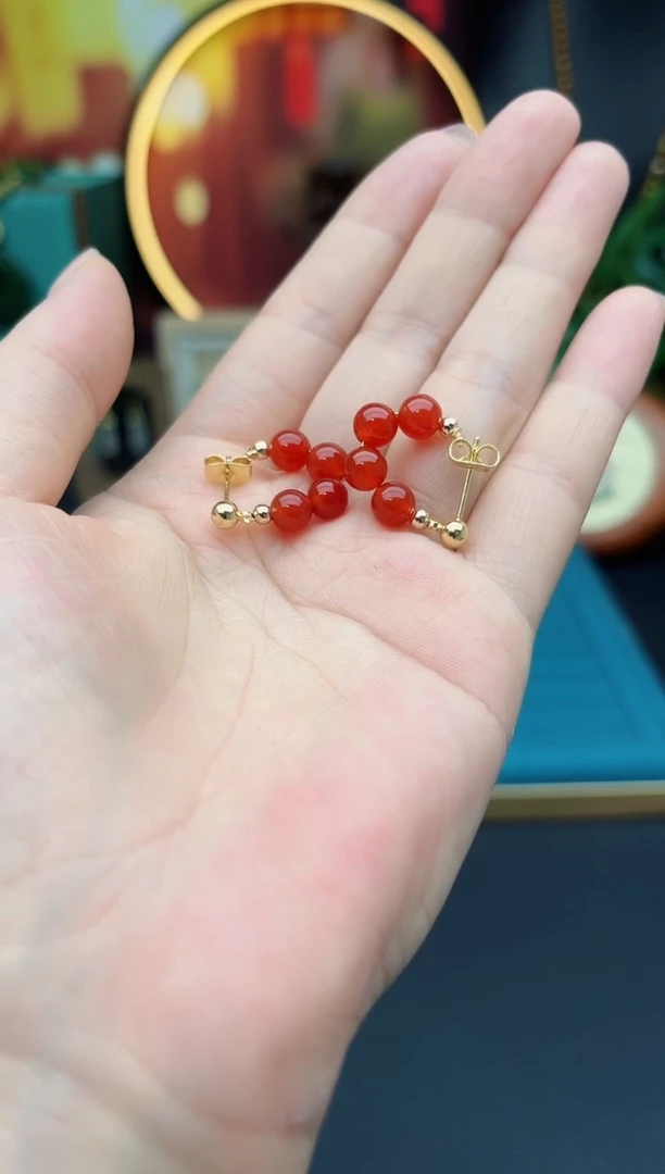 玛瑙/玉髓耳饰银S925镶嵌XX02