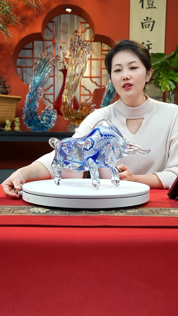 手工艺品琉璃蓝色斗牛