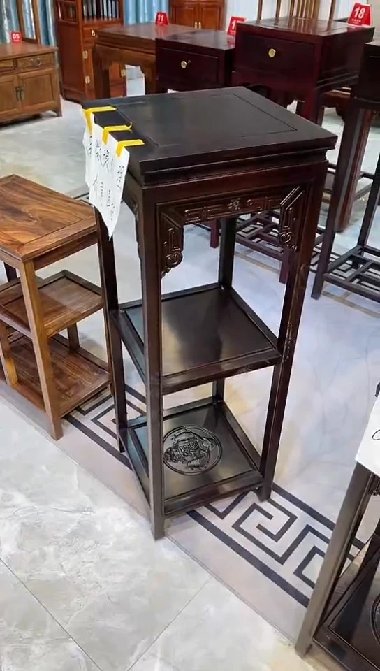 【闪购商品】花梨木类成套家具黑檀色福字花架35*35*100