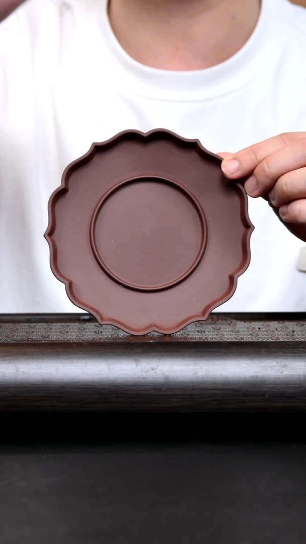 茶杯紫砂YZGT17023 袁门莲花盘 紫泥