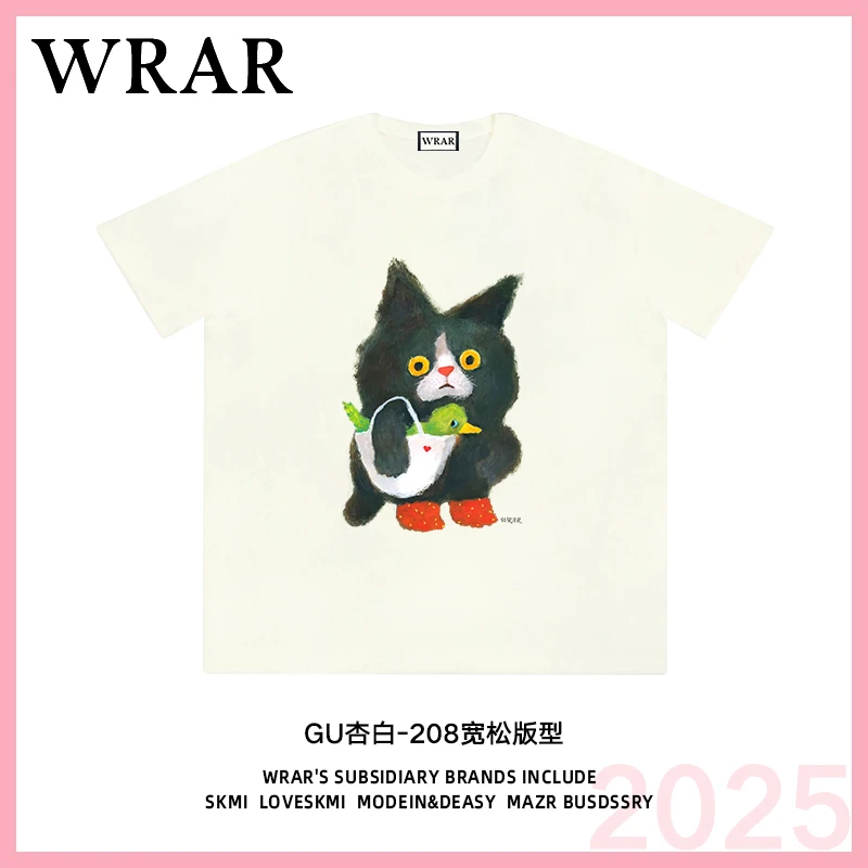 【黑猫和小鸟】 新品系列透气宽松T恤圆领慵懒风可爱百搭1