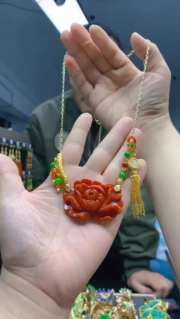 【闪购商品】翡翠耳饰合金46翡翠锁骨链
