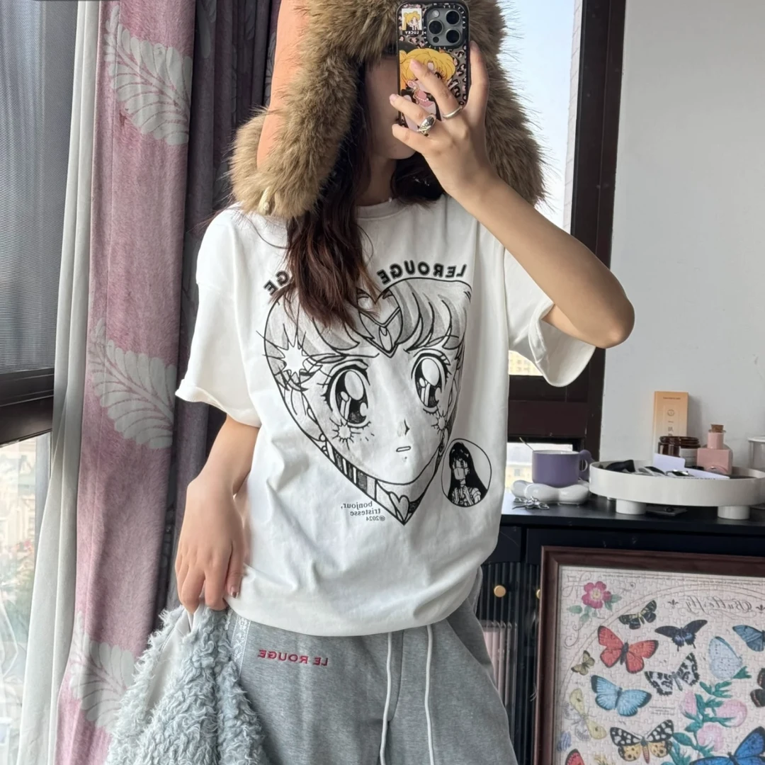 小美狗.美少女战士印花韩版大T