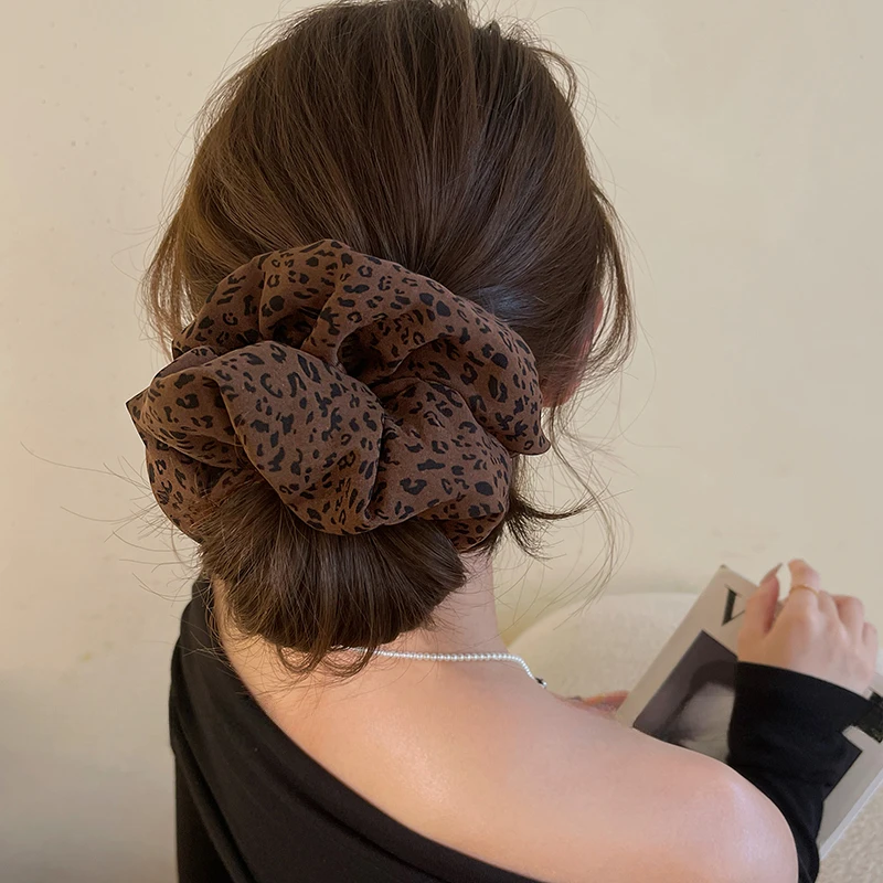 韩系复古豹纹大肠发圈女高级感发绳2025新款扎头发低马尾头绳发饰