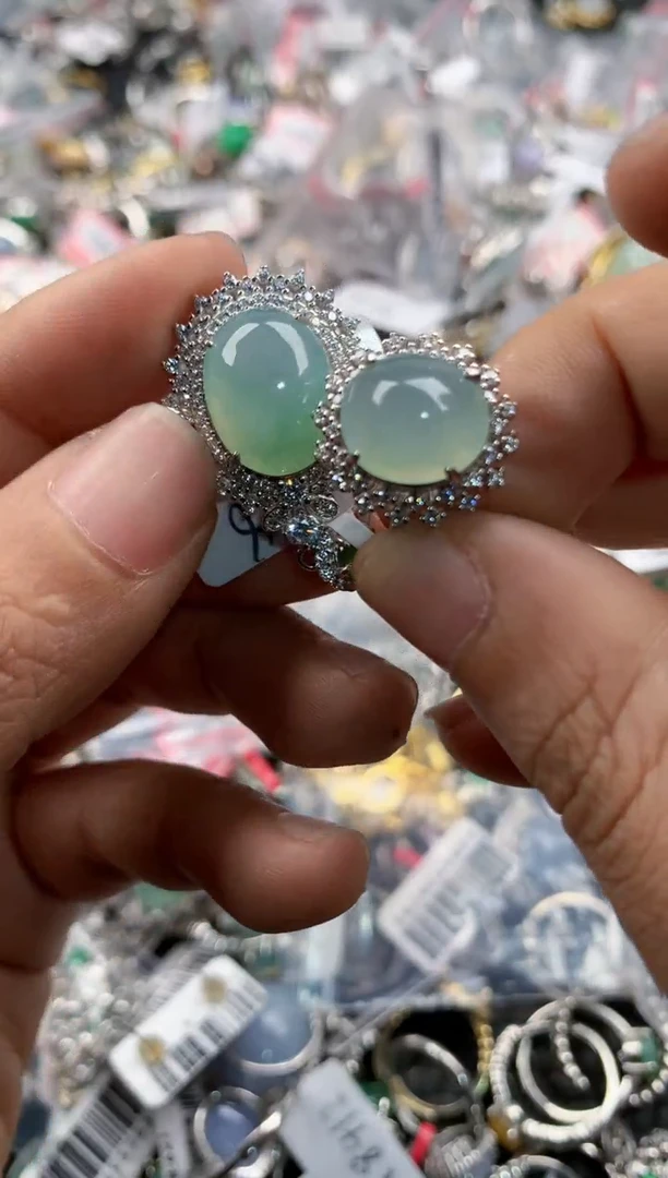 银S925镶嵌戒指翡翠888----8