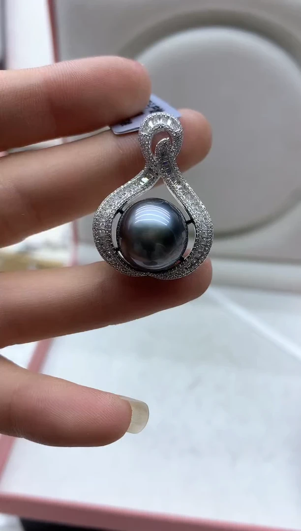 银S925镶嵌吊坠(不含链)海水珍珠吊坠