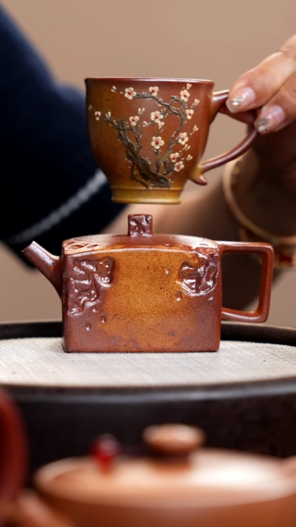 茶壶紫砂柴烧一方石空+杯015