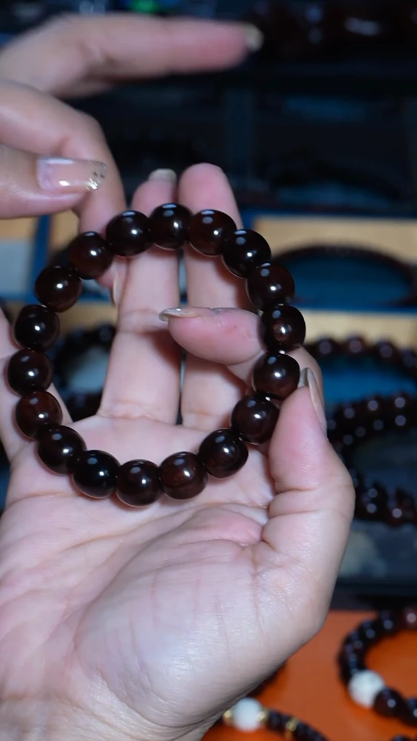 黄花梨/降香黄檀手串/手链海南黄花梨紫油梨老料水波精工11.5*12