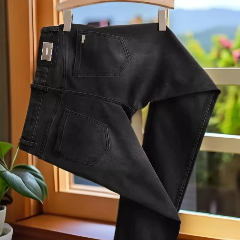 娜罗普西时尚休闲男士灰色牛仔裤男款韩版修身小直筒休闲百搭裤子