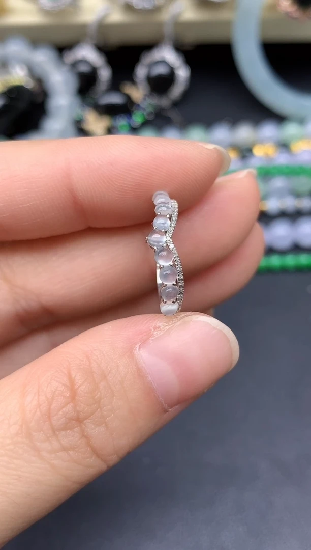 18K金镶嵌戒指翡翠235-雪姐翡翠天天见