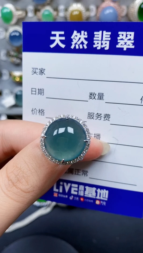 翡翠戒指银S925镶嵌54
