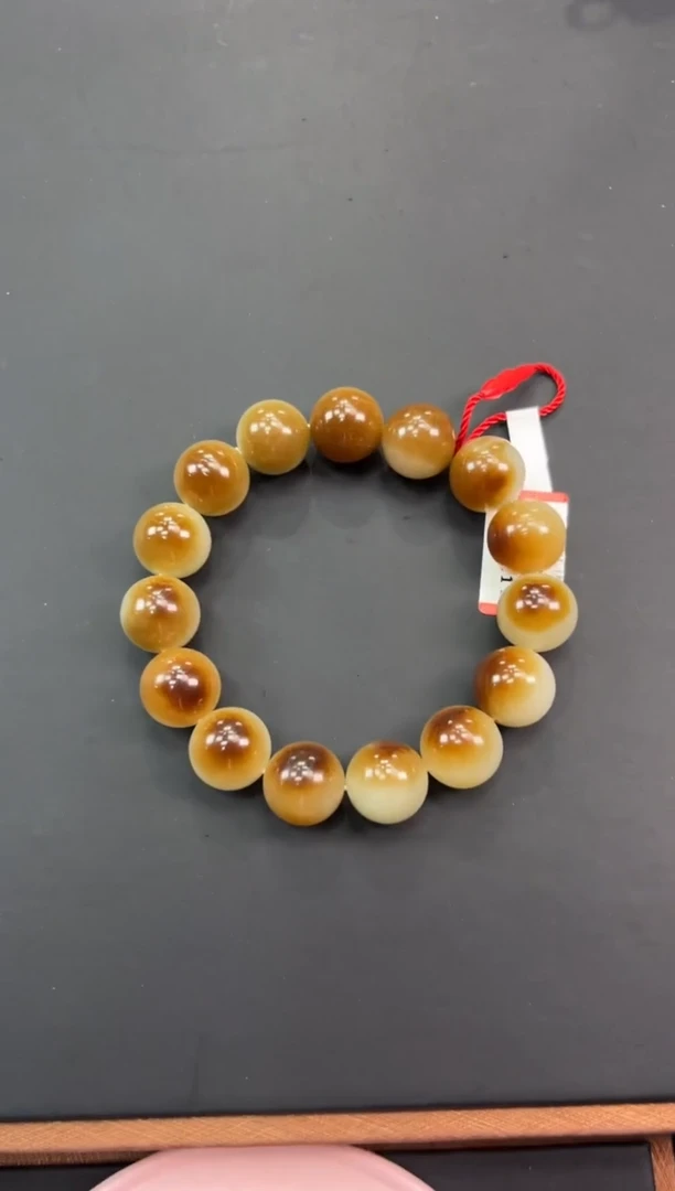 【闪购商品】和田玉手串未镶嵌且末金山微色差卡14