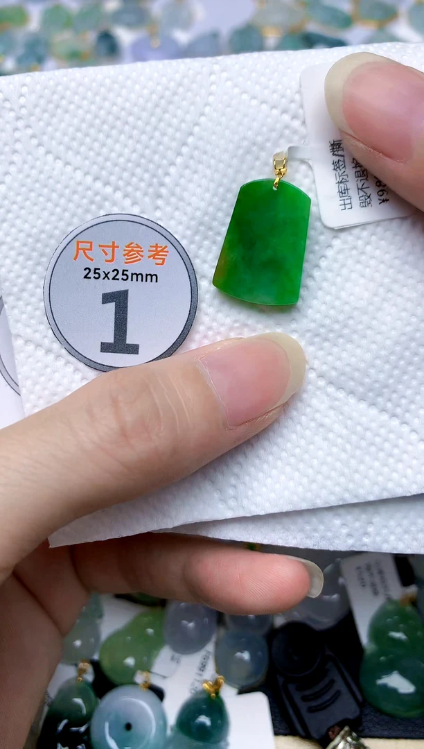 颈饰18K金镶嵌翡翠天然A货翡翠