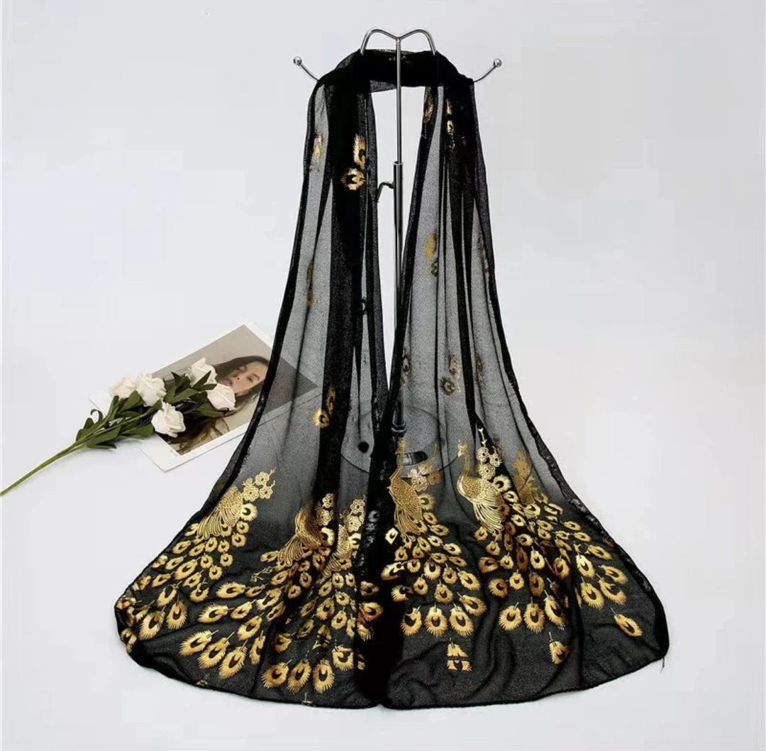 夏季新款2025高端金孔雀丝巾披肩百搭短款高端洋气