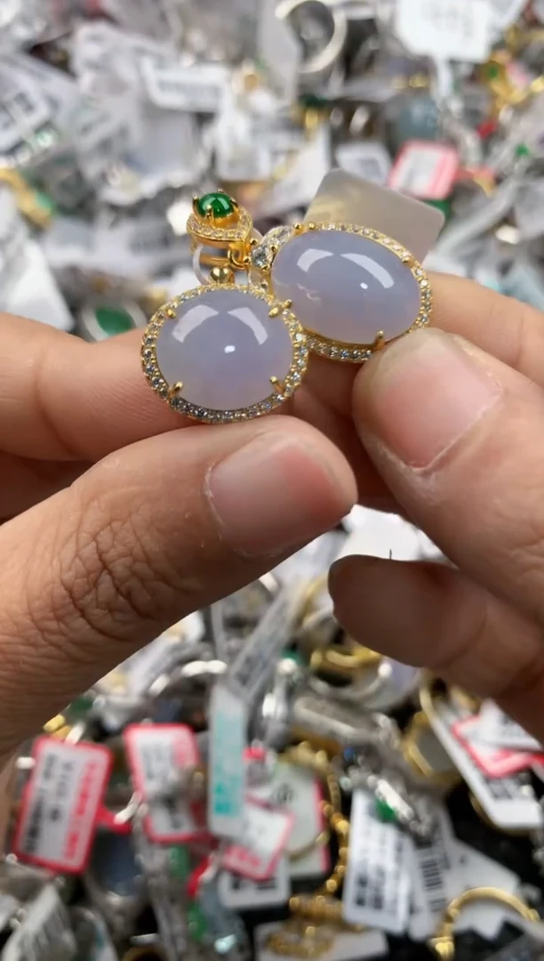 银S925镶嵌戒指翡翠666----1
