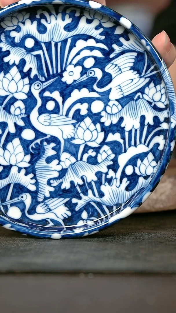 手绘手绘高温现代瓷  气  一鹭莲科直边壶承18cm