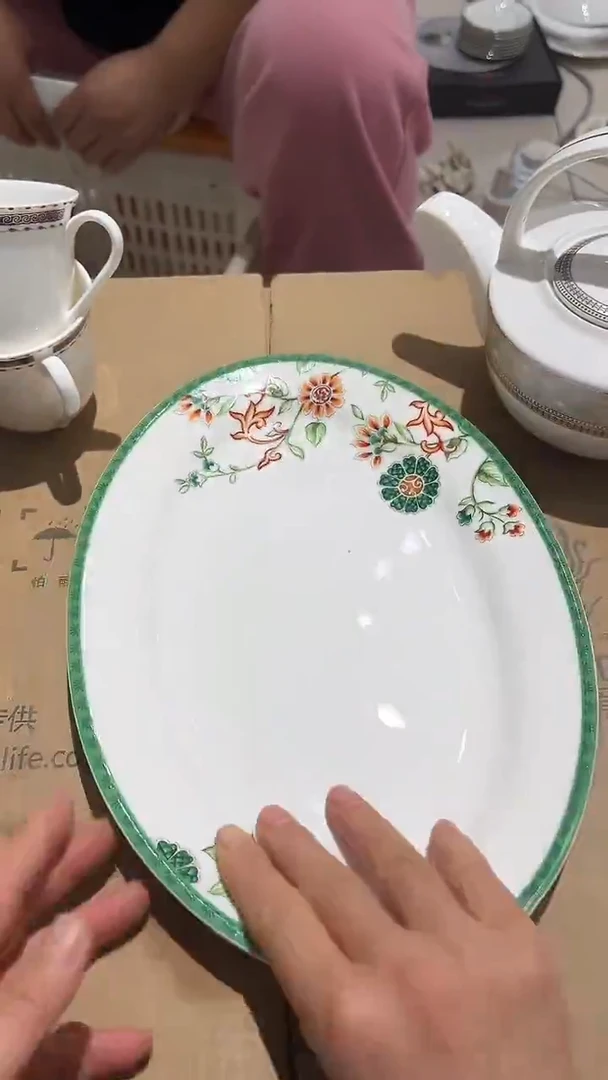 瓷12鱼盘隆达骨质瓷