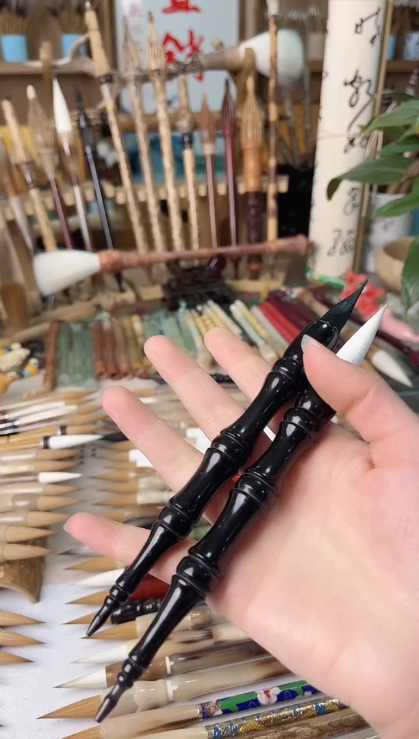 【清水试笔，拒绝蘸墨】墨舞笔庄毛笔2支黑牛角