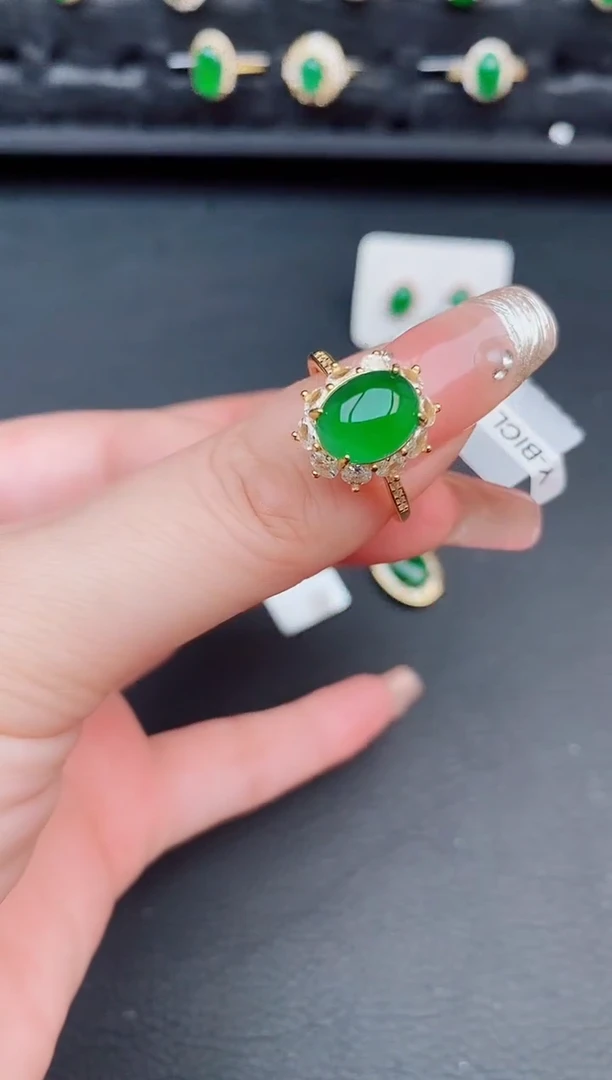 翡翠戒指银S925镶嵌天然a货翡翠151