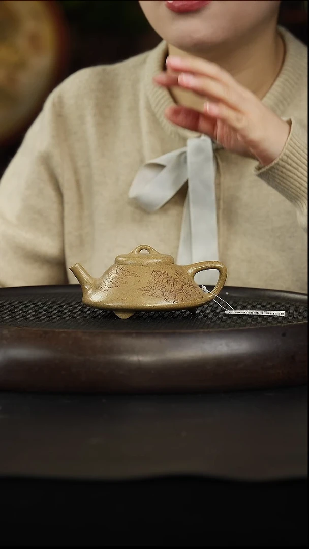 茶壶紫砂13 青降坡 刻绘合瓢