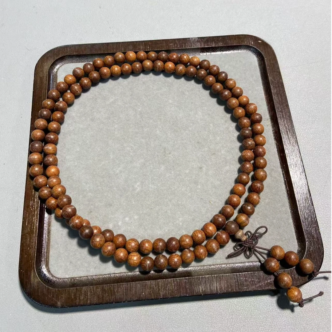 B490黑油桃木卡0.8圆珠多圈手串