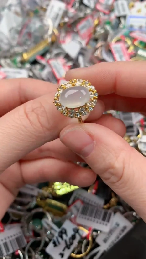 银S925镶嵌戒指翡翠333             7