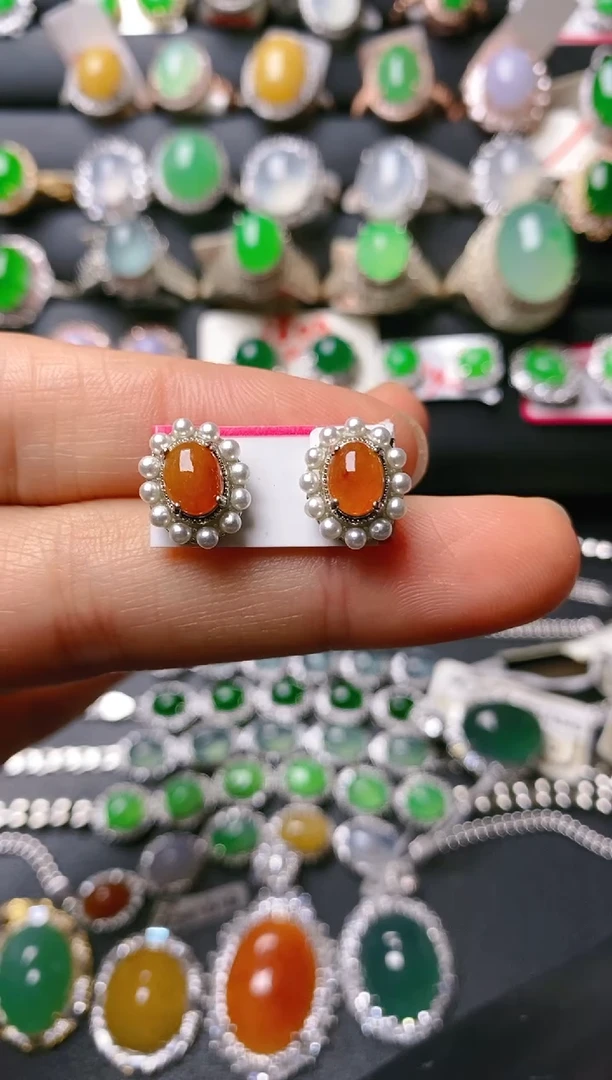 【闪购商品】翡翠戒指银S925镶嵌天然A货翡翠1