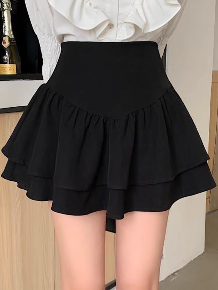 奶瓶家大码新款甜辣多层花边高腰设计蓬蓬裙蛋糕裙小短裙女