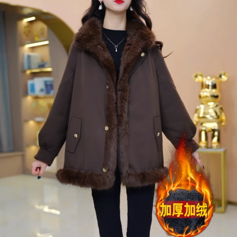 2025冬季新款时尚大气贵气显瘦双面双穿外套女士加绒加厚短款上衣