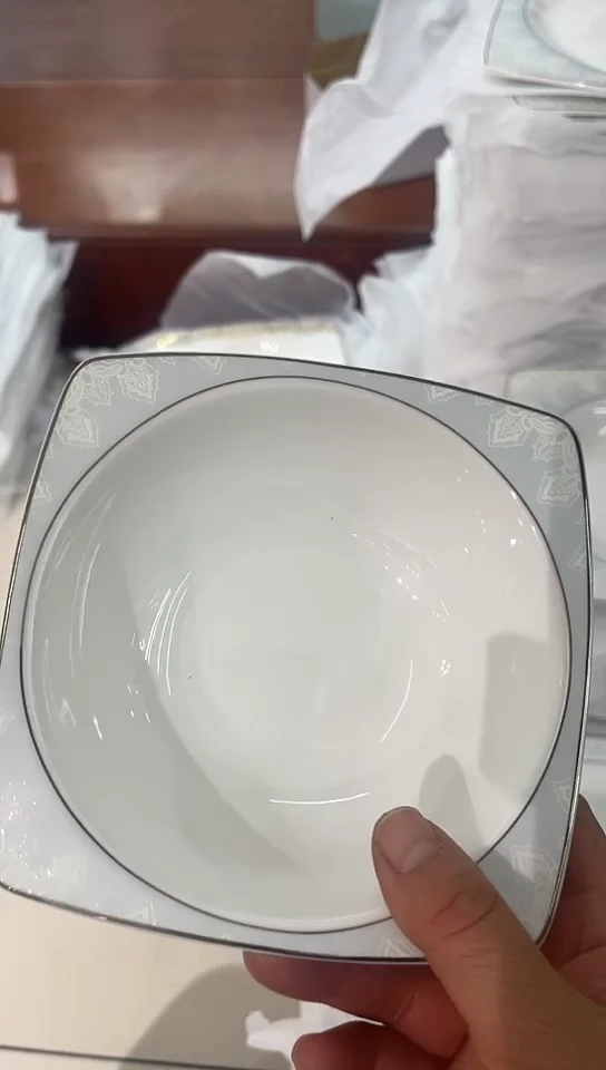 瓷隆达骨瓷4号5.5方碗2只装