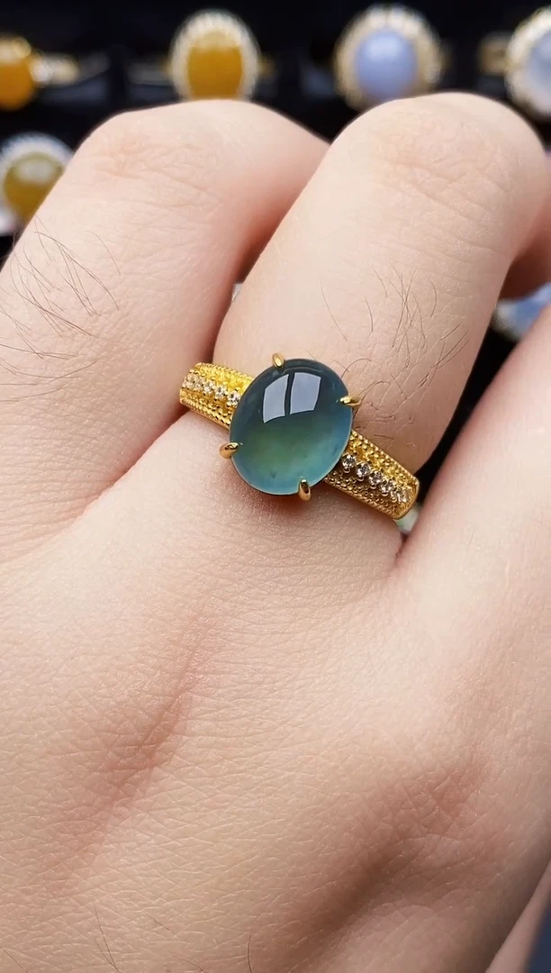 银S925镶嵌戒指翡翠7218