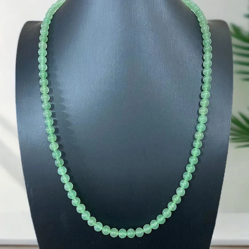 6mm90颗天然东陵玉精美项链时尚百搭气质妈妈链清新国风轻奢004