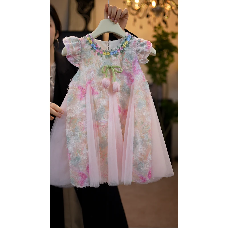 【现货送帽子】女童连衣裙夏季2025新儿童公主裙女孩仙气郁金香裙子