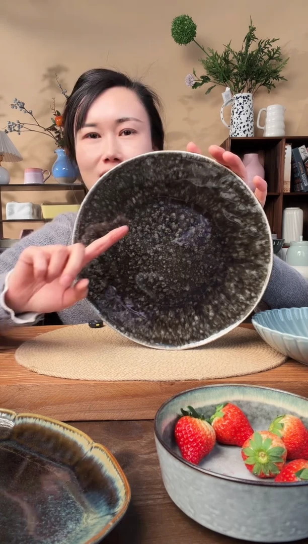 10.8英寸异形窑变大盘微瑕