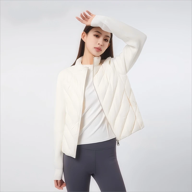 新款羽绒服圆领保暖时尚休闲简约线袖8506