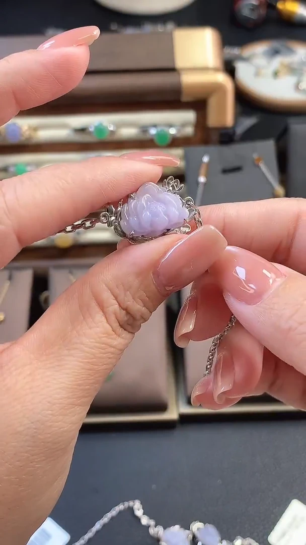 颈饰银S925镶嵌翡翠18186