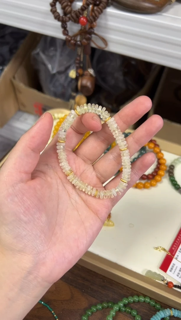 水晶手链未镶嵌柠檬黄水晶精工蝶珠款手链