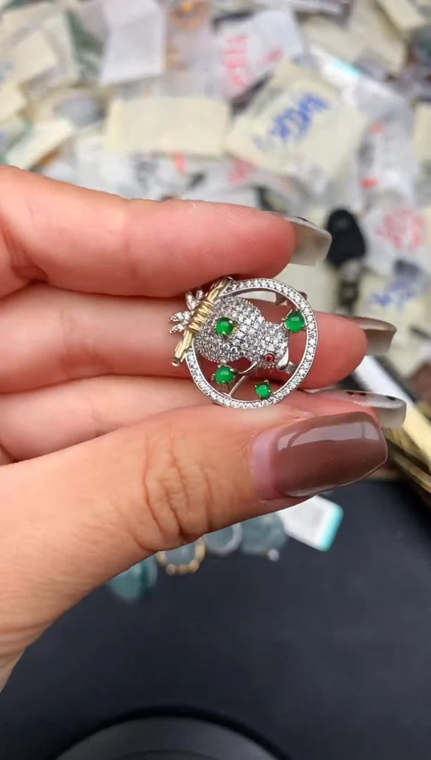 银S925镶嵌挂件翡翠—