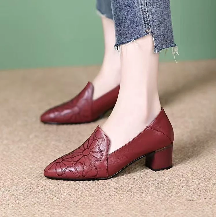 尖头绣花两穿小单鞋2108
