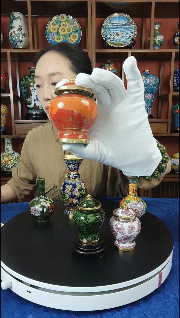 手工艺品琉璃将军罐红色