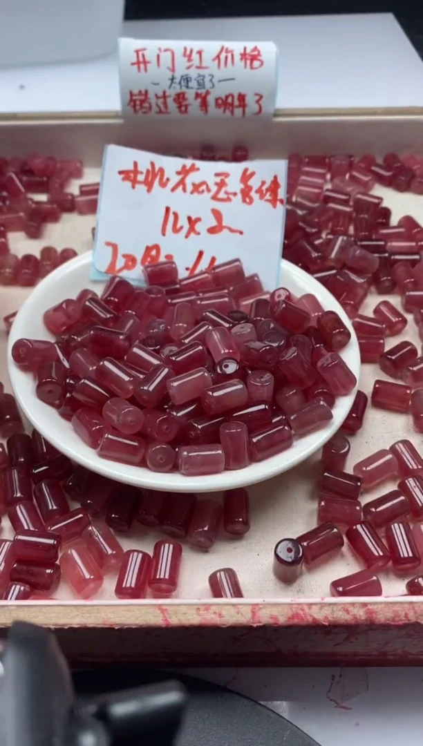 【闪购商品】玛瑙/玉髓颈饰未镶嵌w2225桃花玉大管珠12*8mm*20