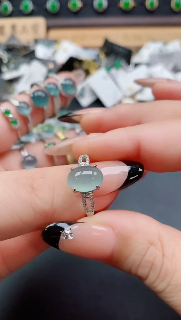 银S925镶嵌戒指翡翠1