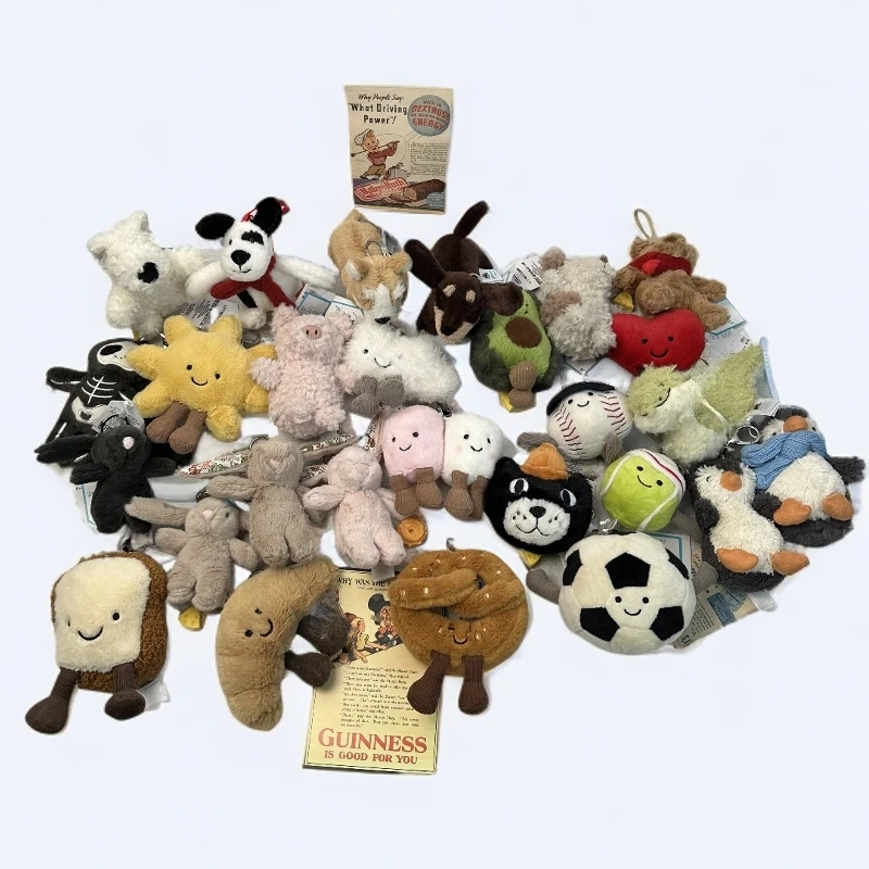 挂件系列可爱柔软毛绒公仔牛角包挂件邦尼兔巴塞罗熊钥匙扣七夕礼