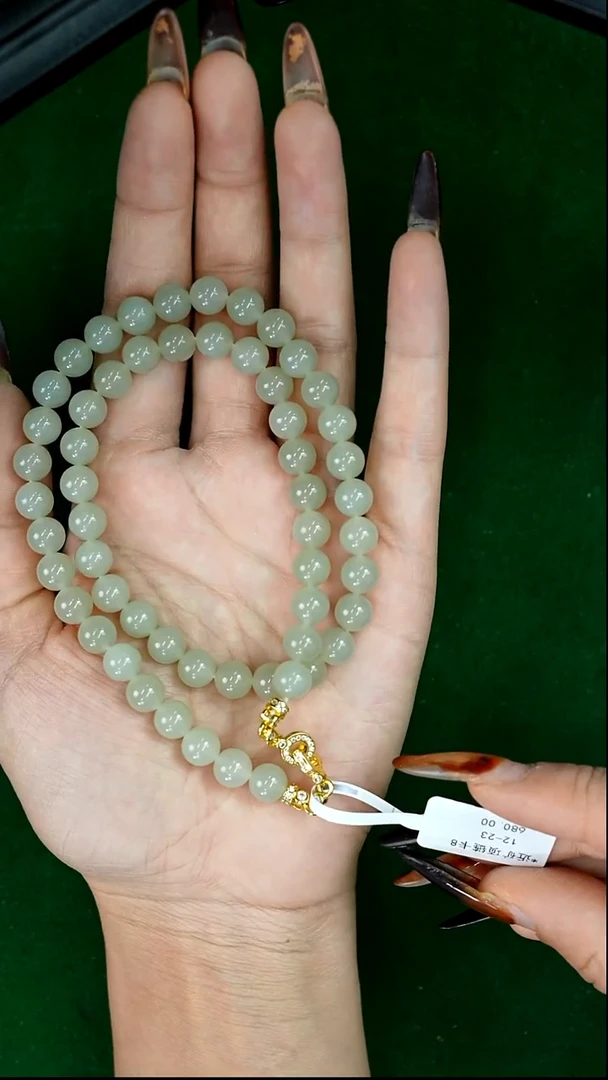 未镶嵌手串和田玉且末近矿微色差卡8