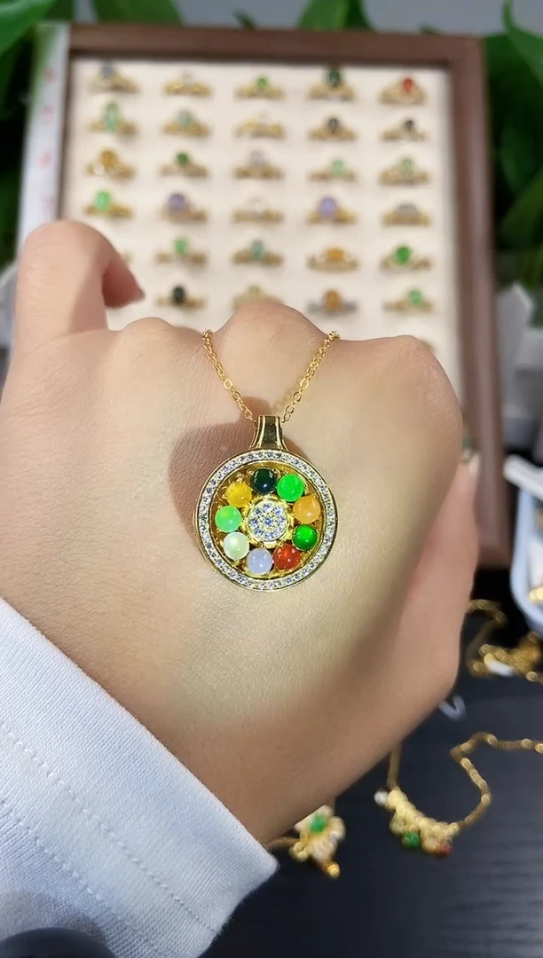 颈饰银S925镶嵌翡翠12