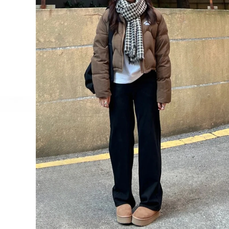 秋冬2025新款窄版阔腿裤高腰显瘦烟管裤子黑色直筒牛仔裤女