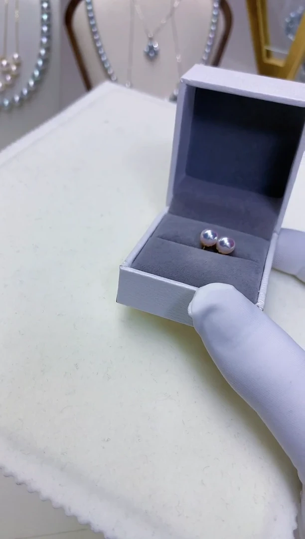 【闪购商品】海水珍珠饰品18K金镶嵌5-6素钉定制·